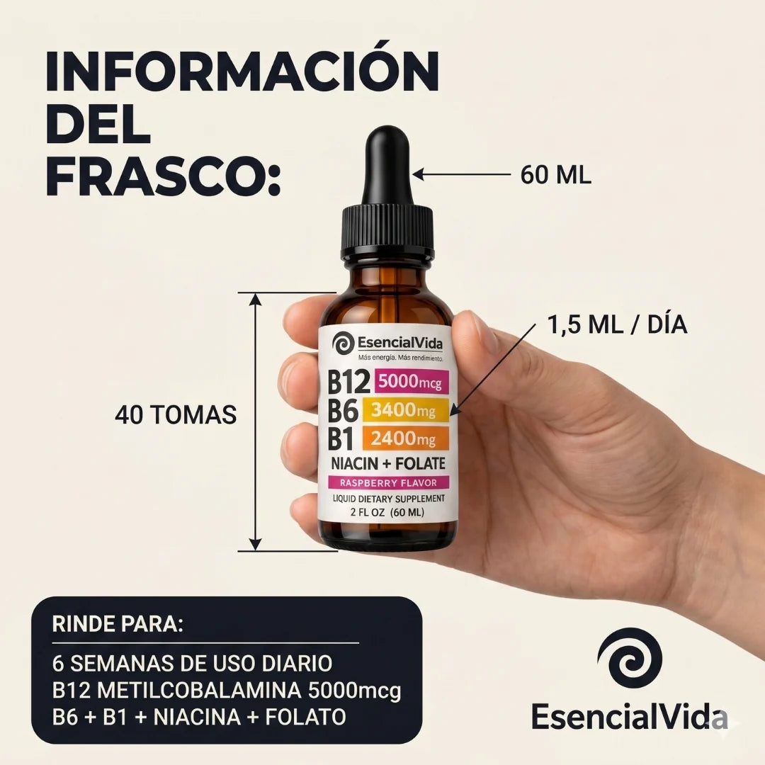 Fórmula B - Complejo B12 B6 B1 Sublingual para Sistema nervioso y Energia